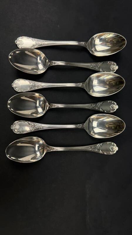 Set of 6 Christofle Marly model spoons – silver-plated – 13.5 cm