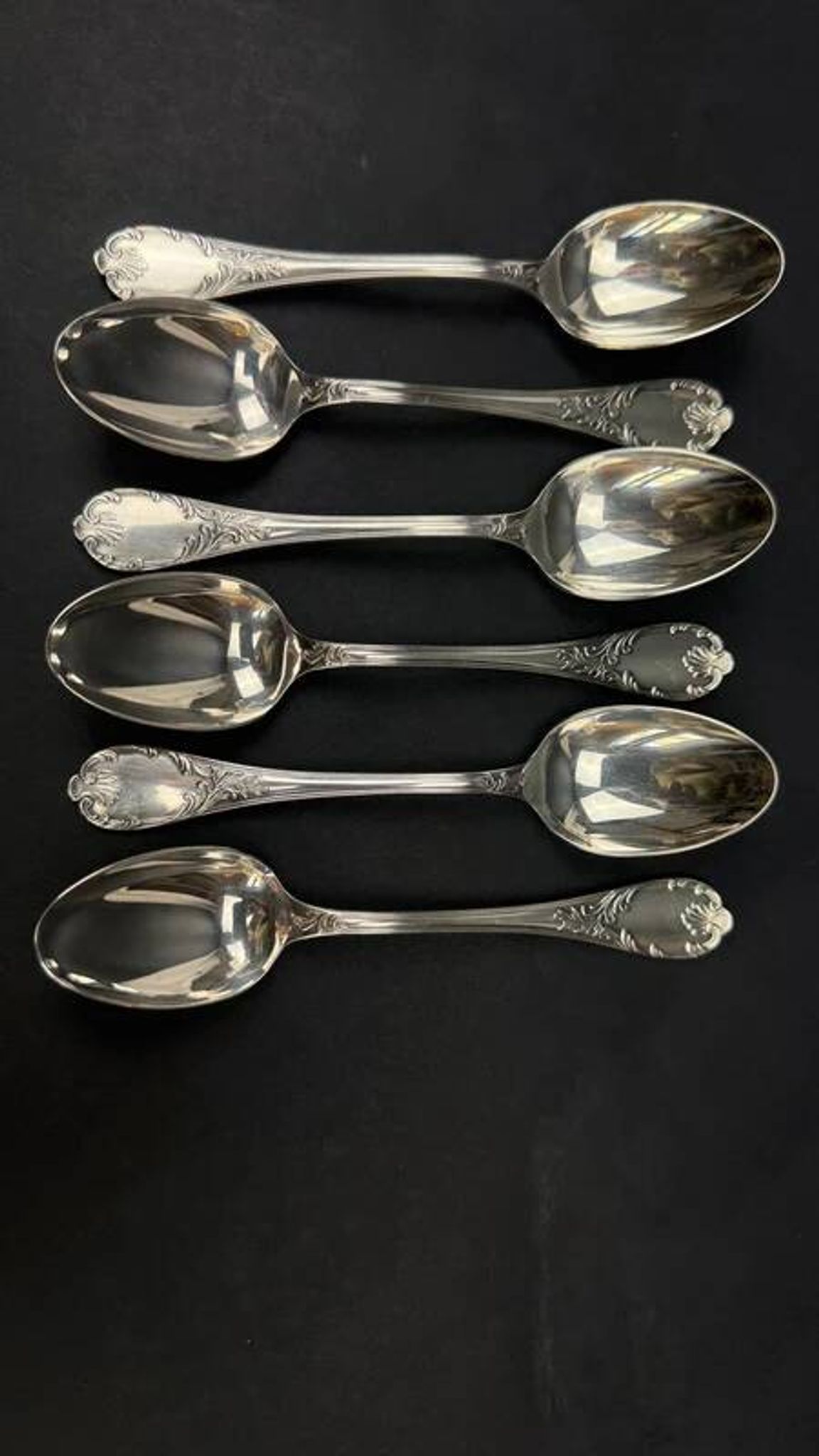Set of 6 Christofle Marly model spoons – silver-plated – 13.5 cm