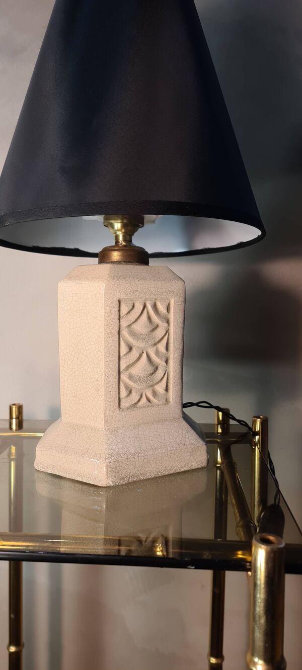 jolie lampe ceramique craquelé  1920 a 30   avec electricité  inter  backélite d origine sa fonction