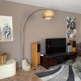 Arc floor lamp. 1970. Italy. Marble base.