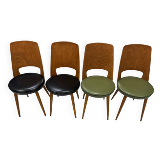 Suite de 4 chaises de Bistrot Baumann Mondor 1960