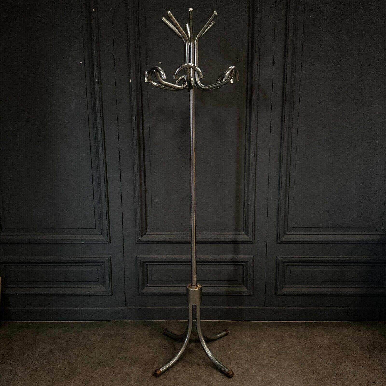 1960s chrome-plated aluminum parrot coat rack with tripod base