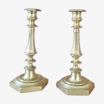 Pair brass chandeliers