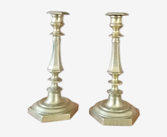 Paire chandeliers en laiton