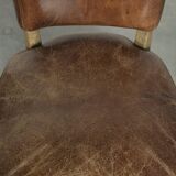 Set of 4 vintage cowhide and wooden dining chairs