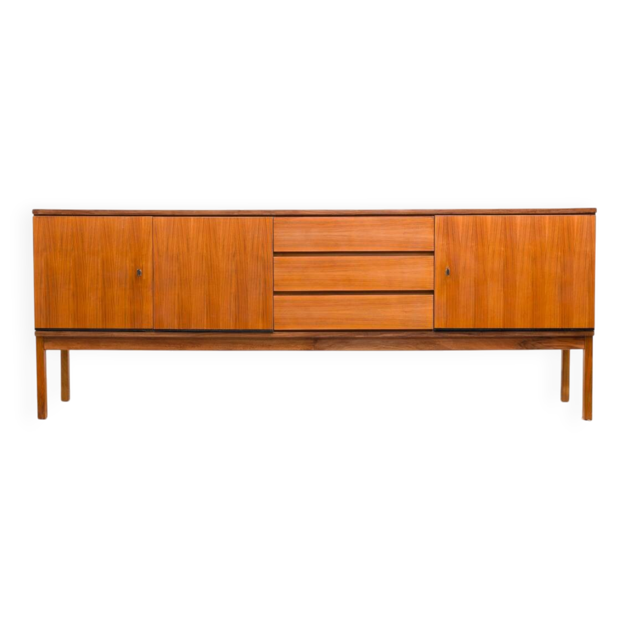 1960s walnut enfilade, sleek design, restored.