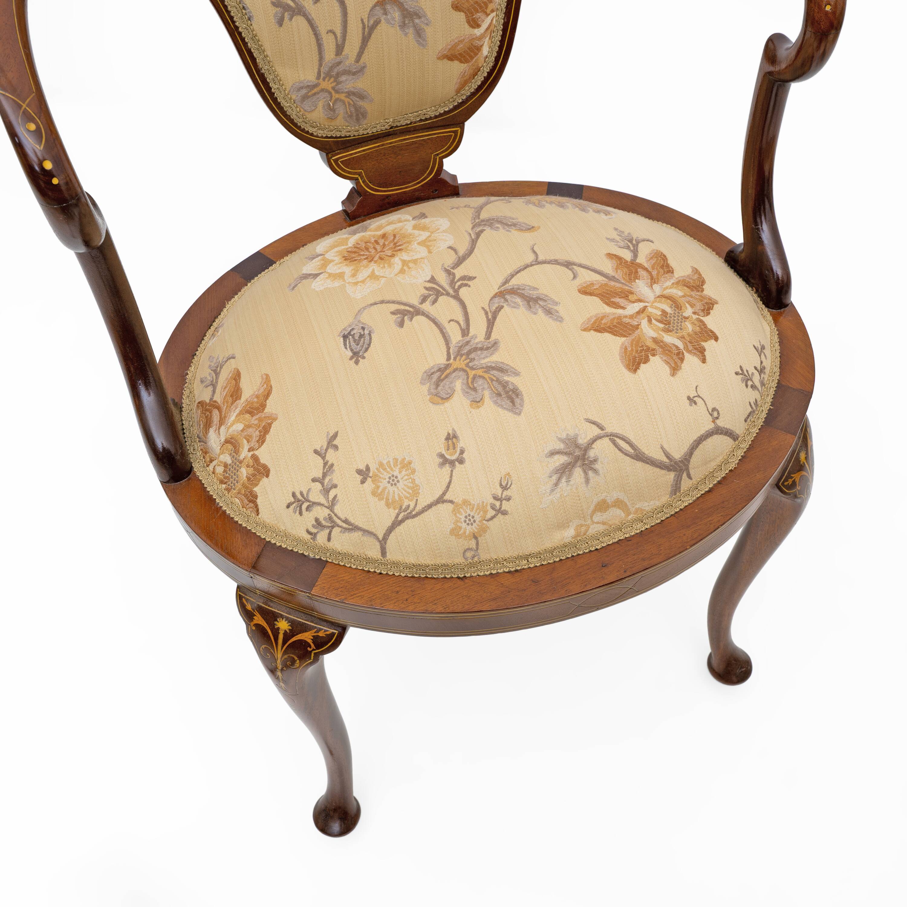 Beautiful Edwardian Inlaid Tub Back Chair