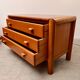 Ancienne commode 3 tiroirs en orme massif design années 70 brutaliste
