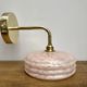 Vintage lampshade wall lamp in pink Clichy glass