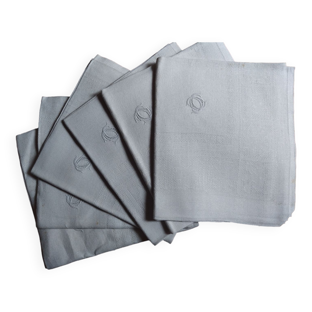 LINGE ANCIEN - Lot de 3 jolis mouchoirs brodés en fil de lin et monogramme RG - Passion de blanc
