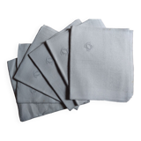 6 serviettes anciennes brodé et monogrammé CC entrelacé.