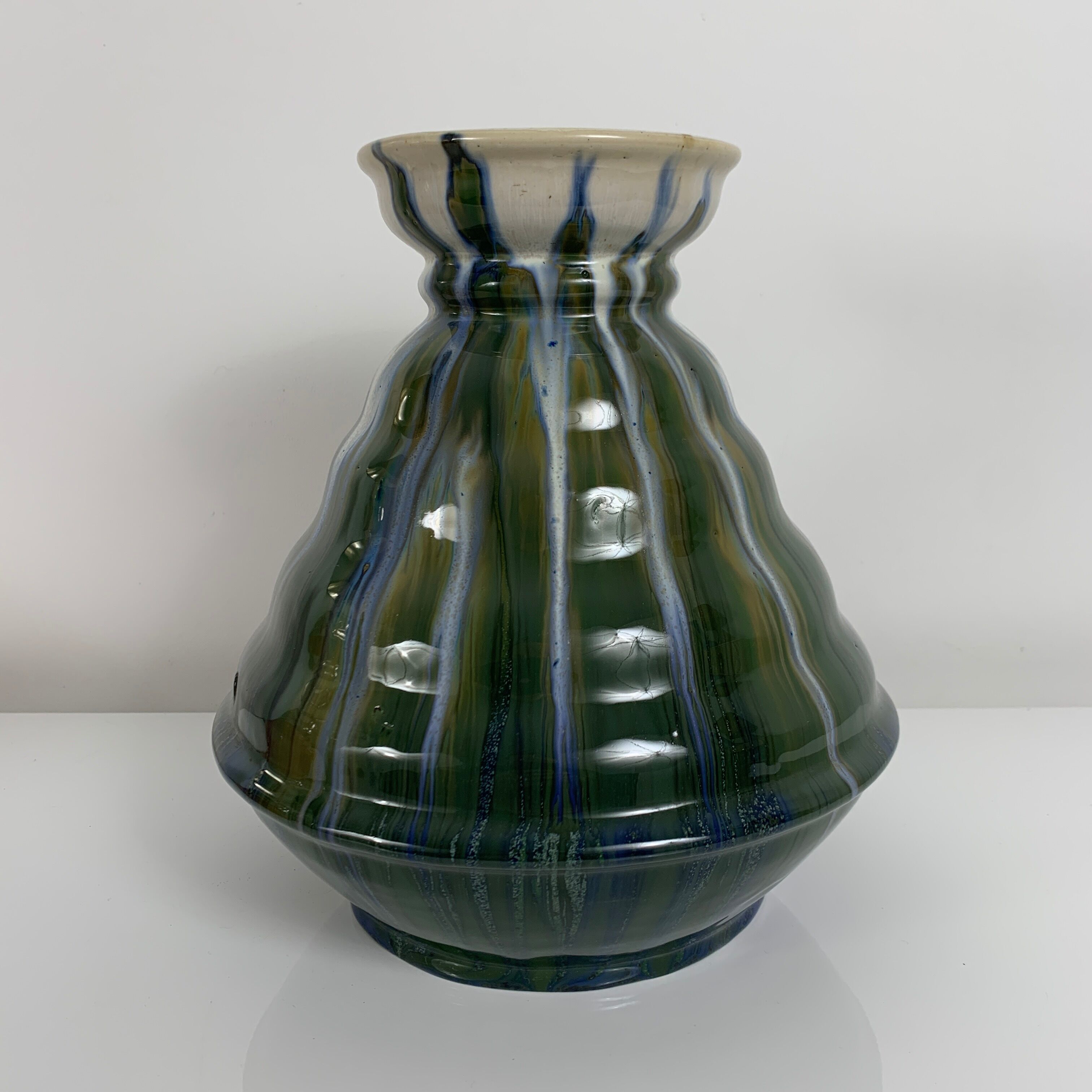 Vase in flammé gres Desvres Fourmaintraux Delassus art deco 1920