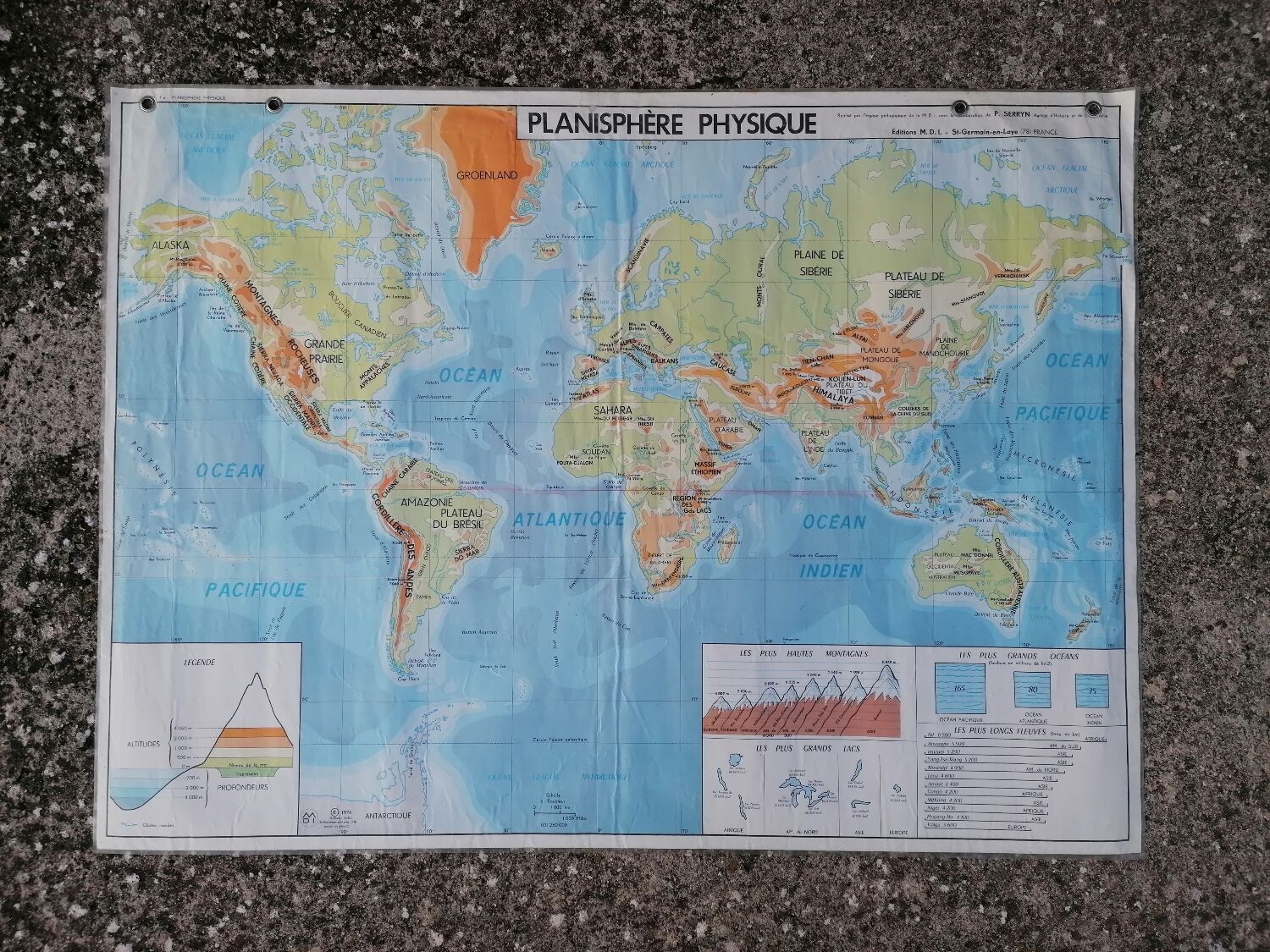 Planisphere world map vintage physics and vegetation