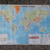 Planisphere world map vintage physics and vegetation