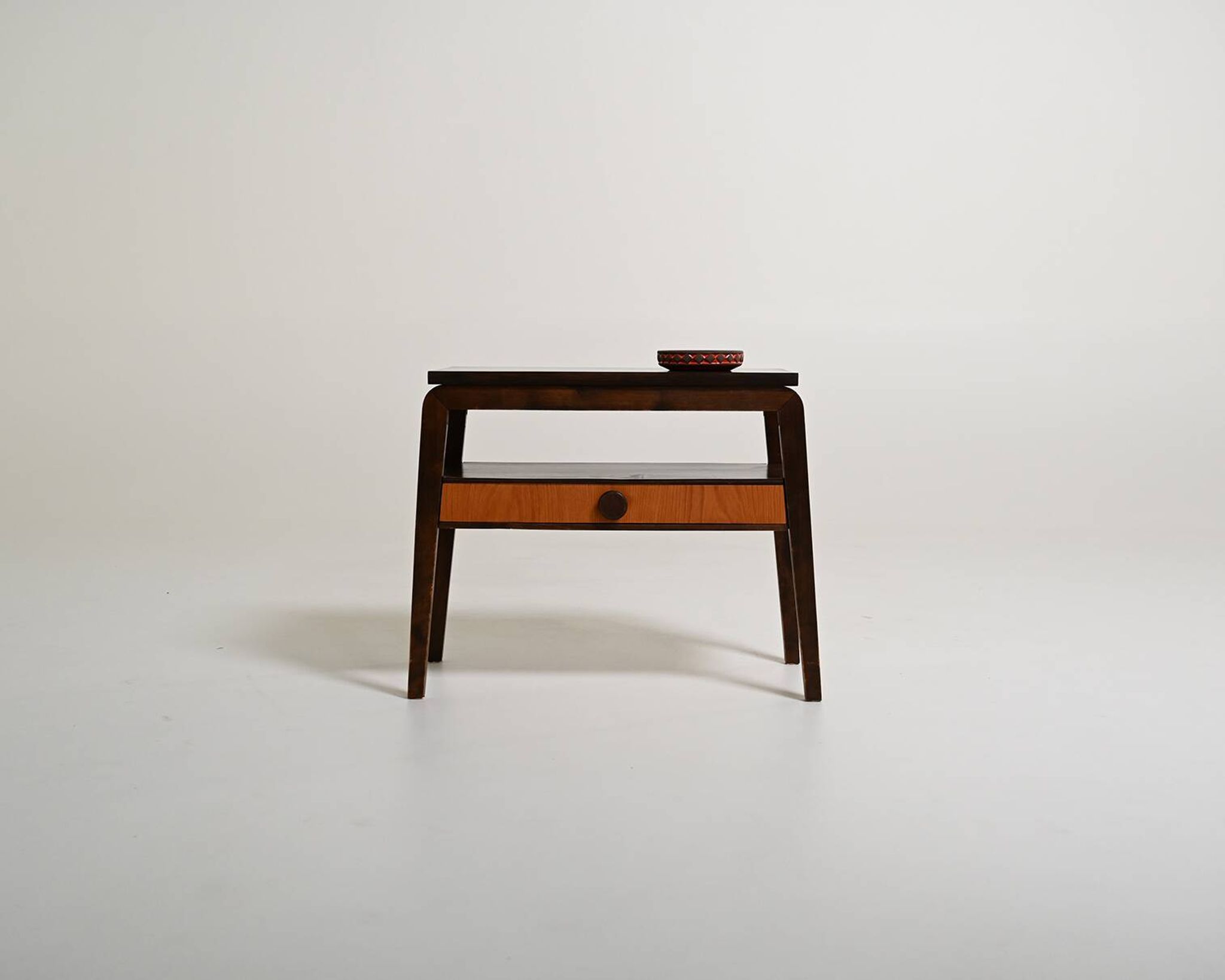 Scandinavian teak and dark wood bedside table, 1950s