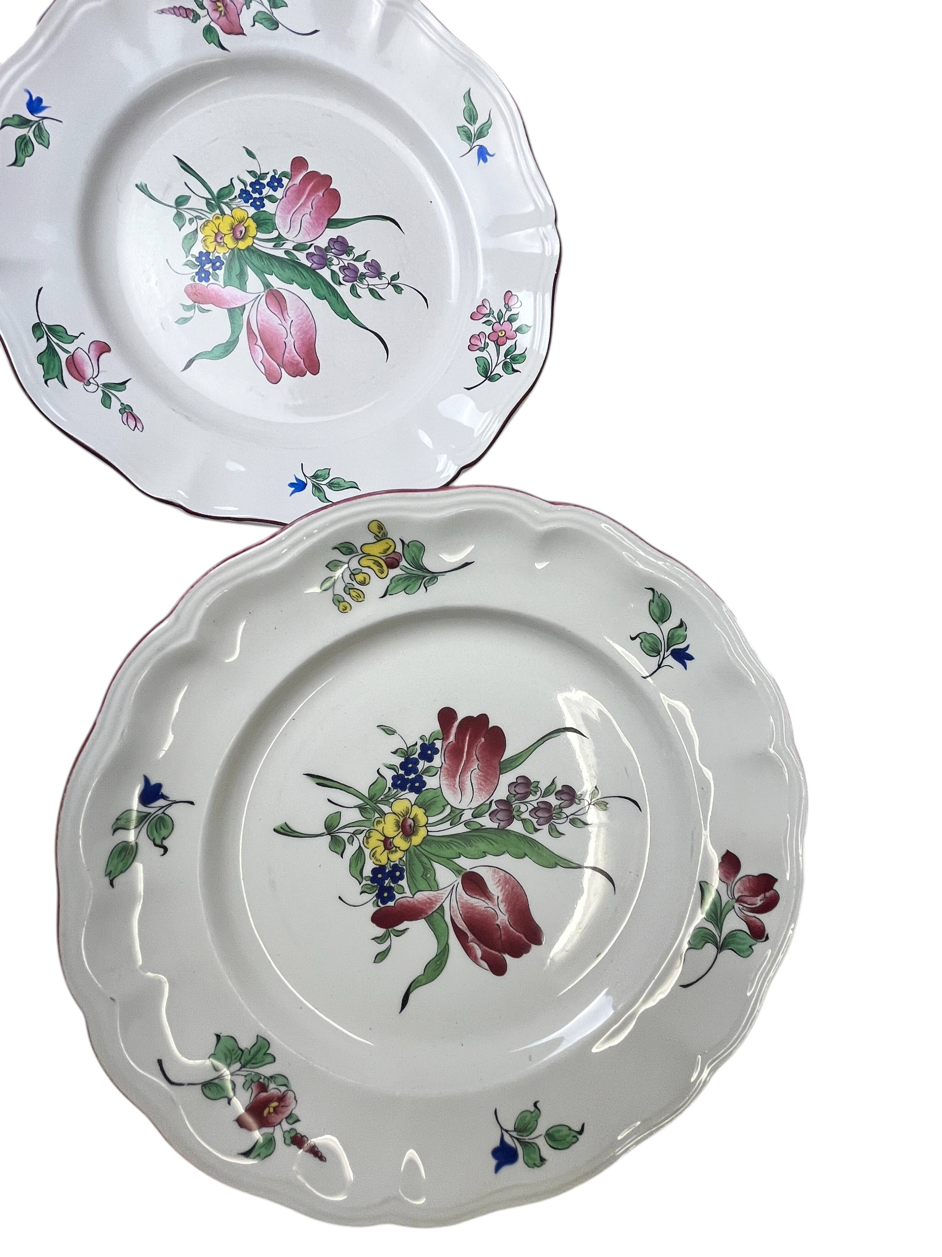 42-piece Lunéville KG tableware set with floral decoration, 20th century