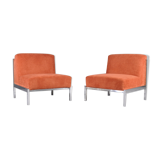 Pair of chrome base armchairs,1970
