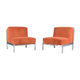 Pair of chrome base armchairs,1970