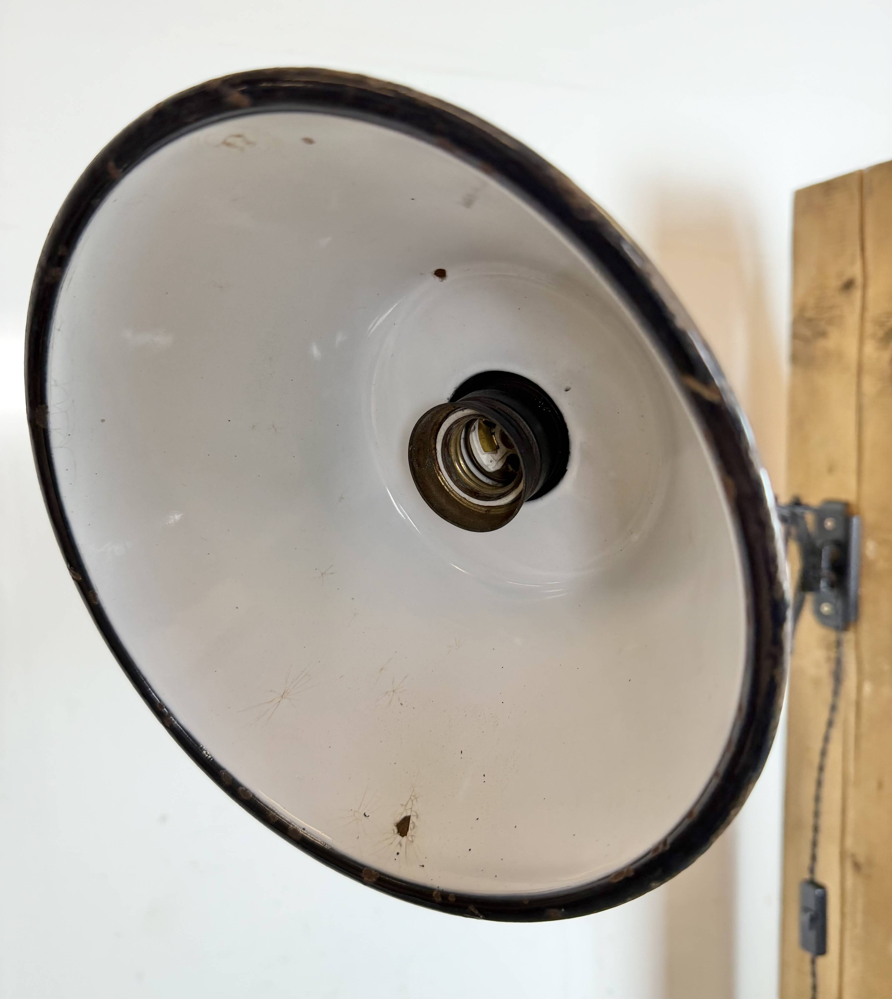 Industrial Black Enamel Scissor Wall Lamp, 1930s