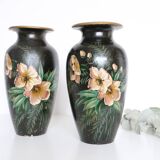 Pair of ceramic vases, hand painted