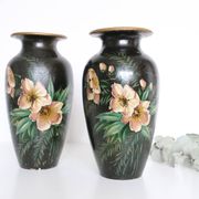 Pair of ceramic vases, hand painted