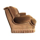 Vintage 3-seater brown velvet sofa - 60s/70s