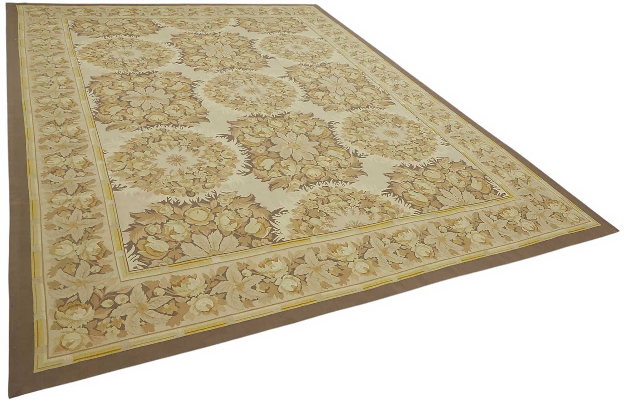Handmade European Vintage Aubusson Kilim 270 cm x 370 cm