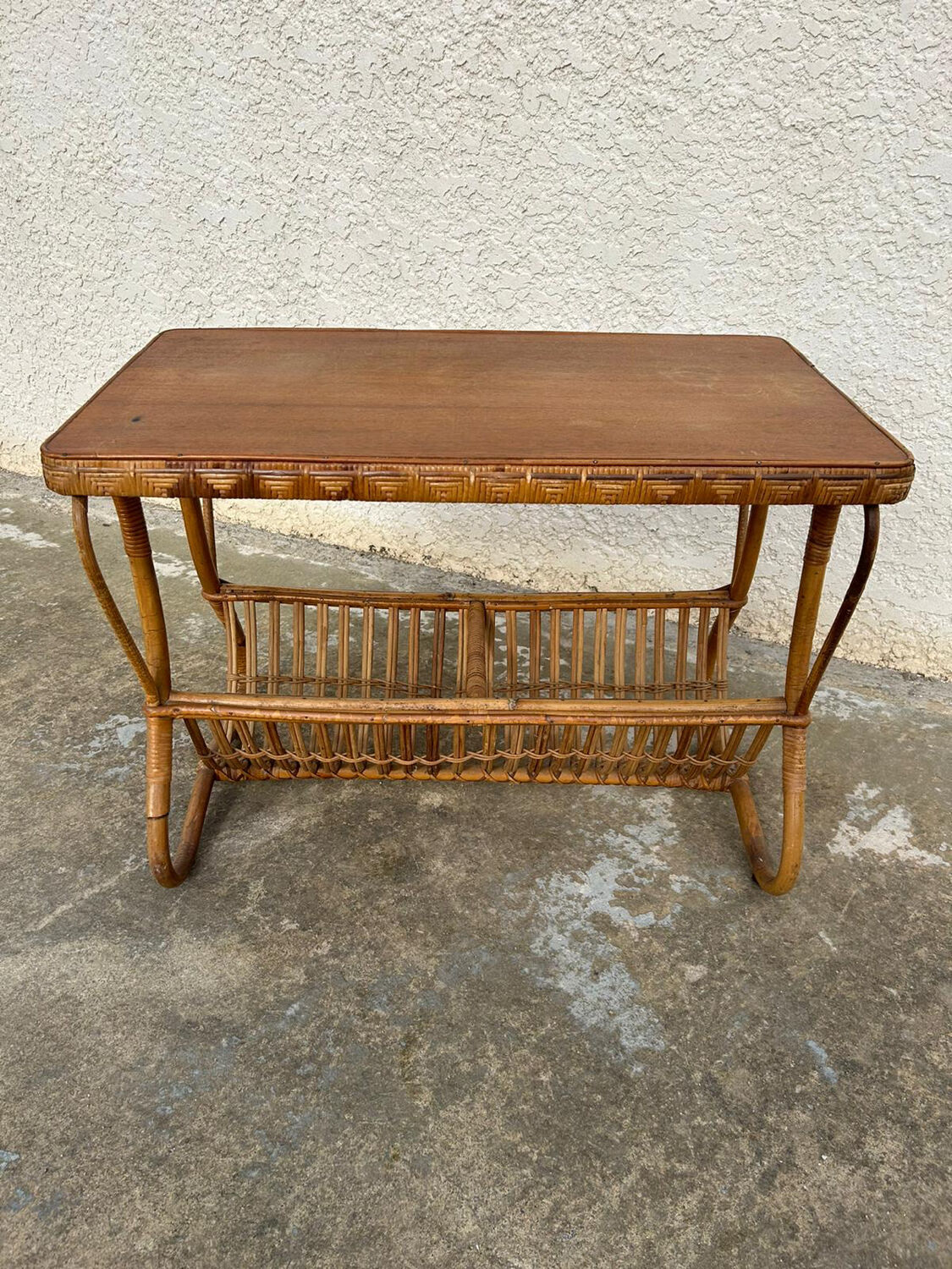 Vintage rattan magazine table