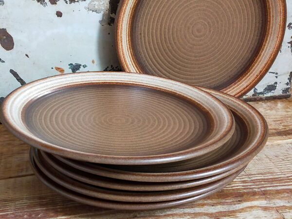 Six assiettes en grès gerzit west germany original vintages