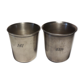 Set of 2 pension school timpani in silver hallmarks Goldsmith Christofle -