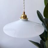 Vintage flat opaline pendant light from the 40s and 50s - large model - several copies available