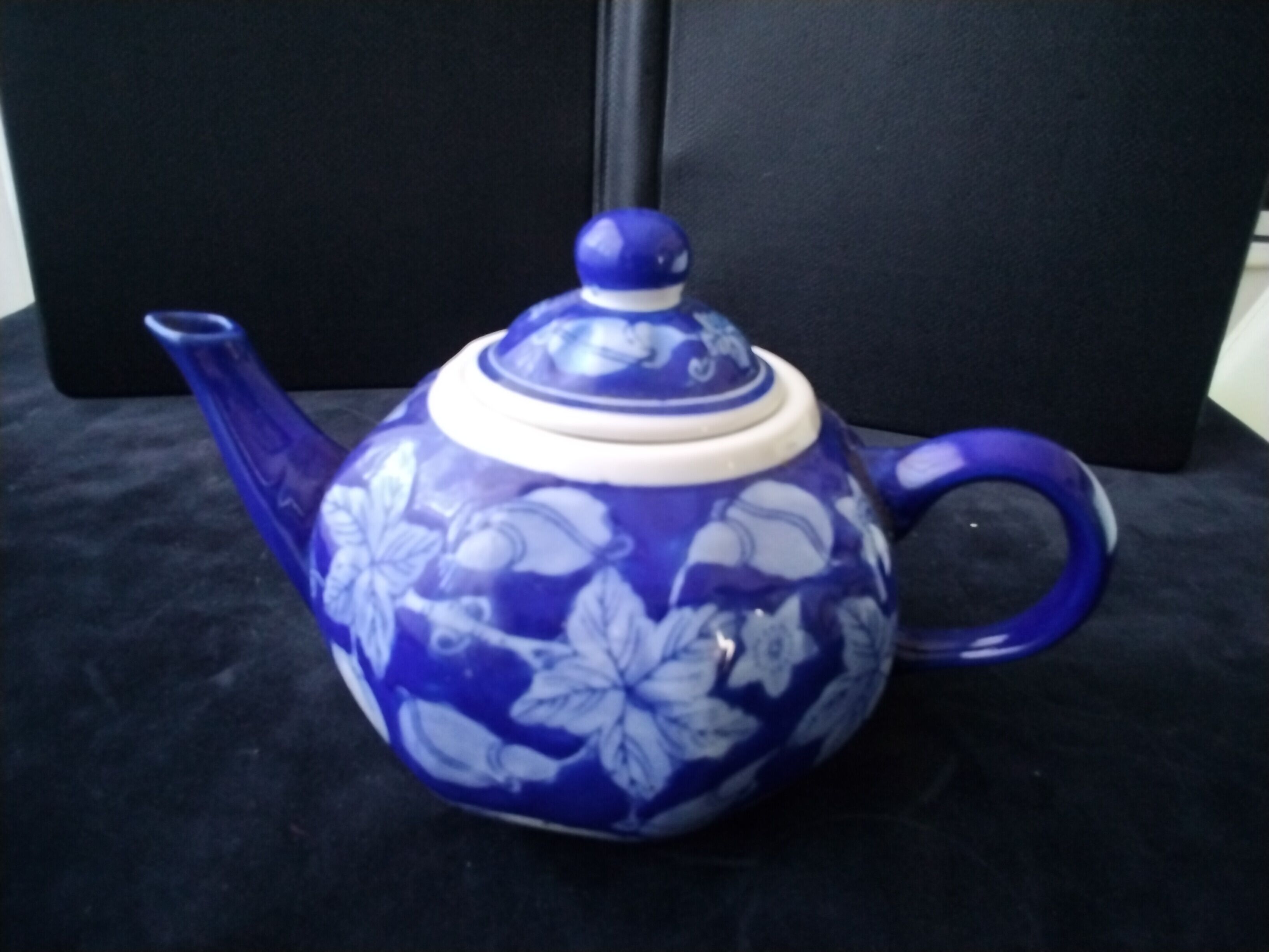 Asian ceramic teapot cobalt blue