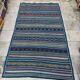 Handwoven blue kilim rug in natural wool