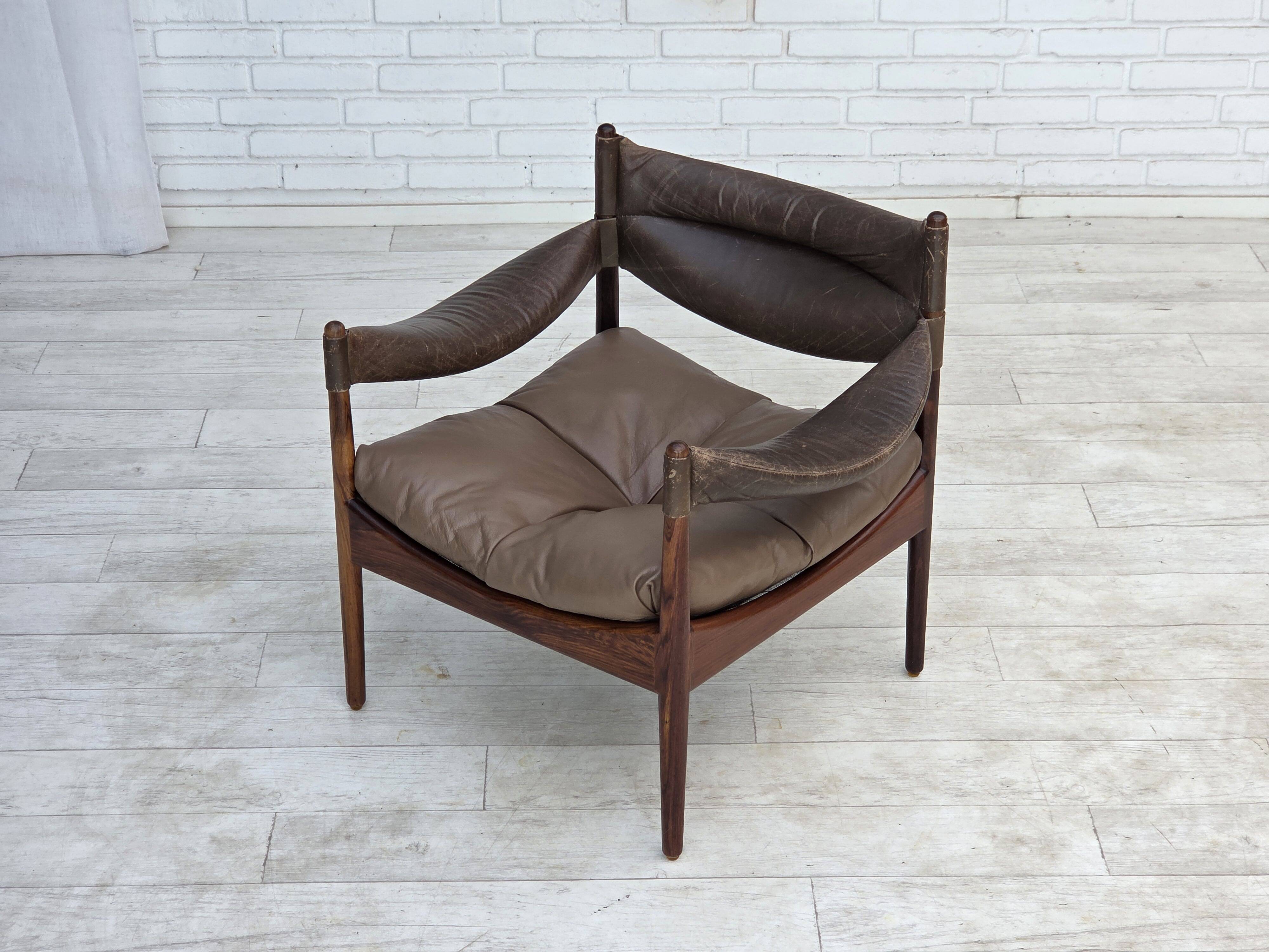 Années 1970, design danois par Kristian Vedel, fauteuil modèle "Modus".