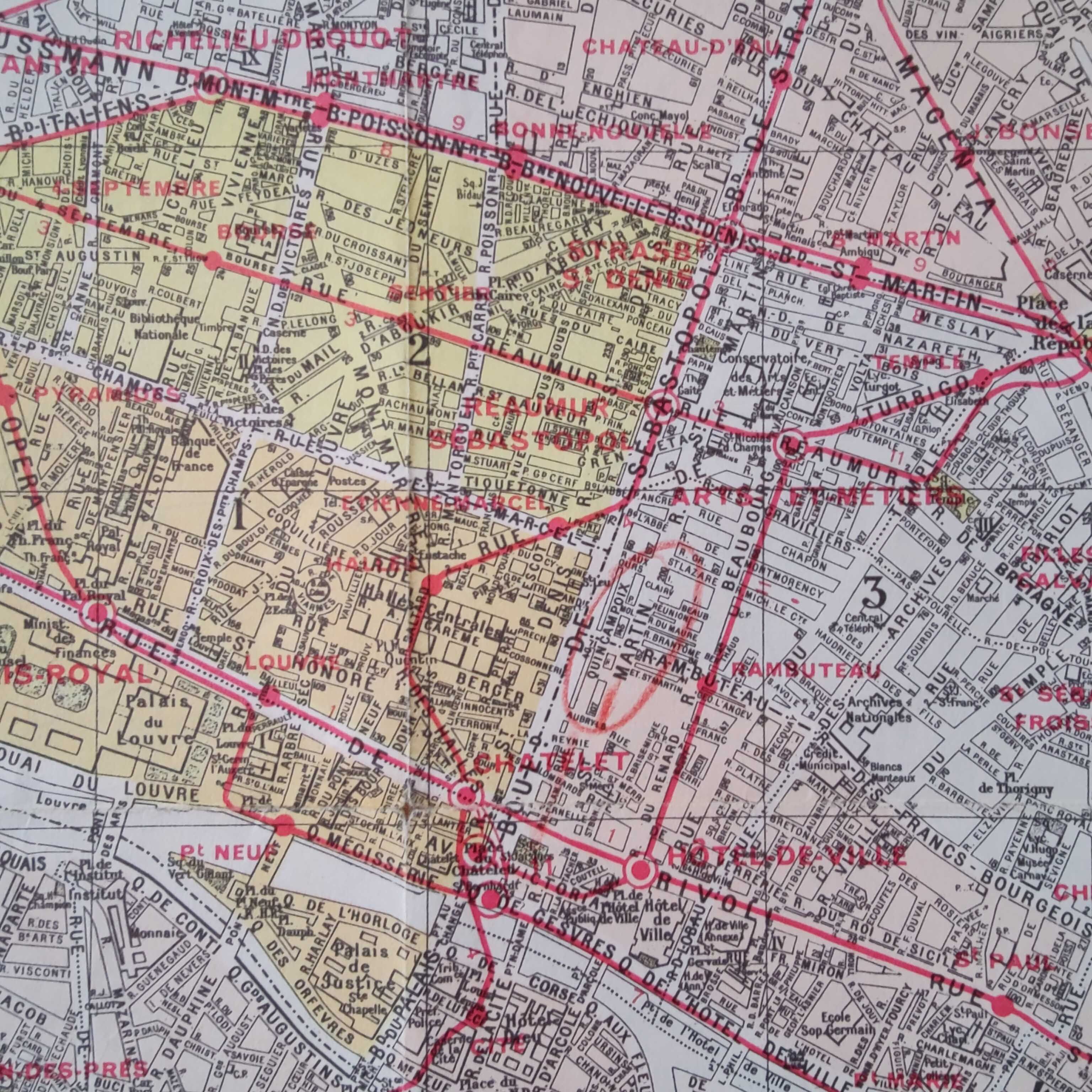 Vintage map 1970 Paris and its suburbs 75x55cm duplex