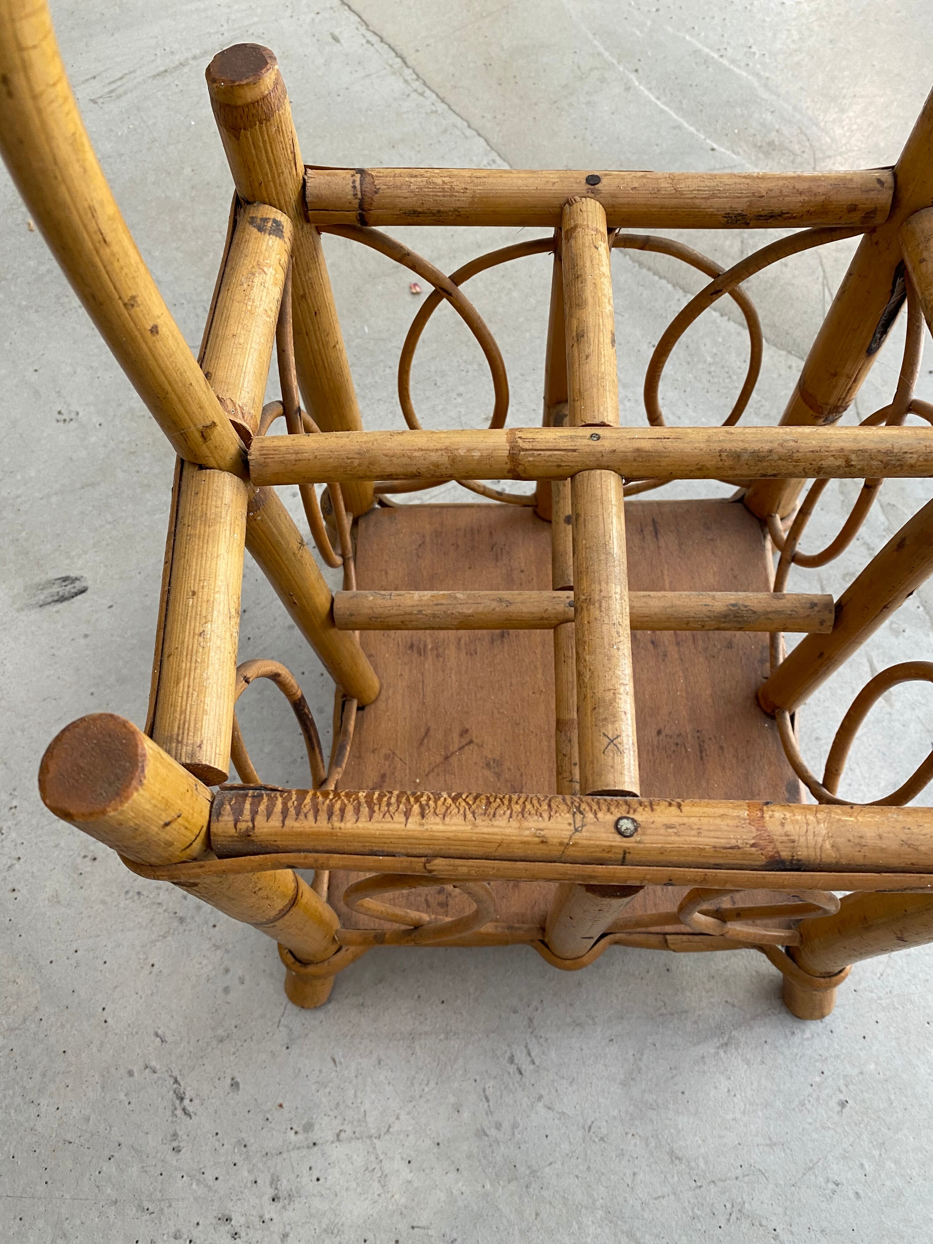 Rattan and bamboo bottle holder