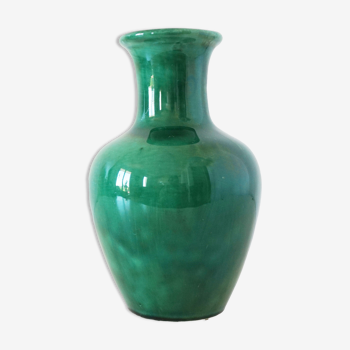 Vase céramique irisé vert
