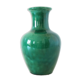 Green iridescent ceramic vase
