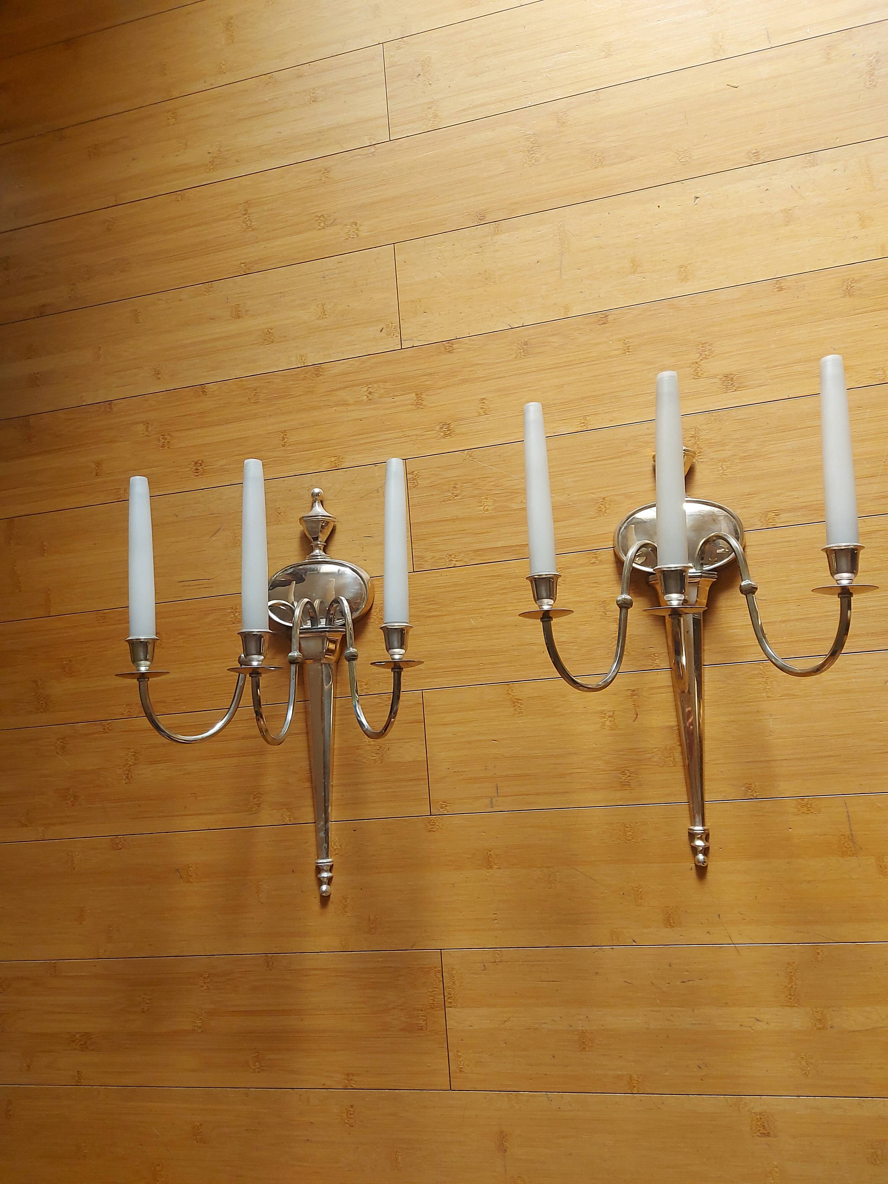 2 silver bronze wall lights