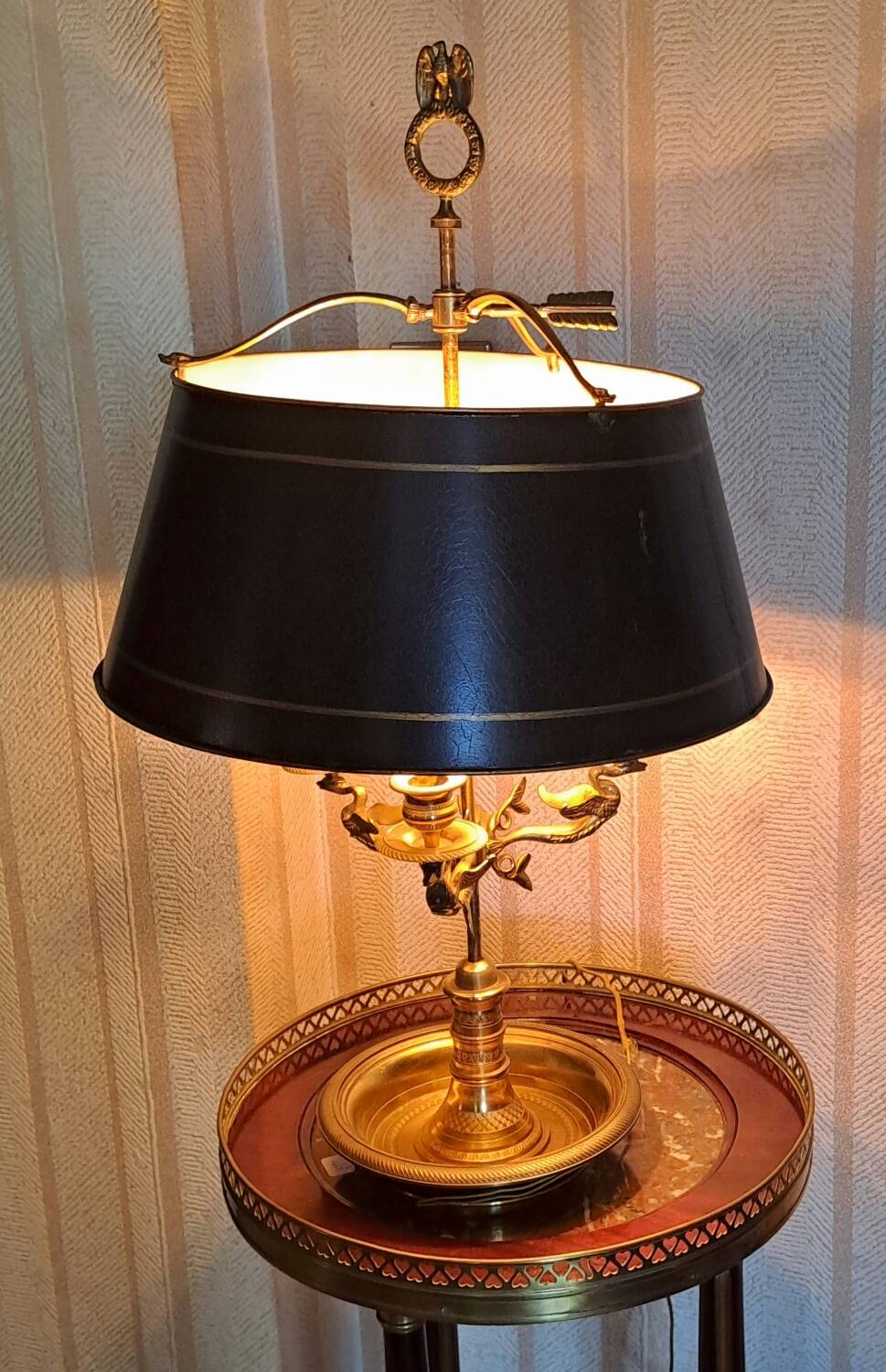 Empire style bouillotte lamp in bronze and sheet metal