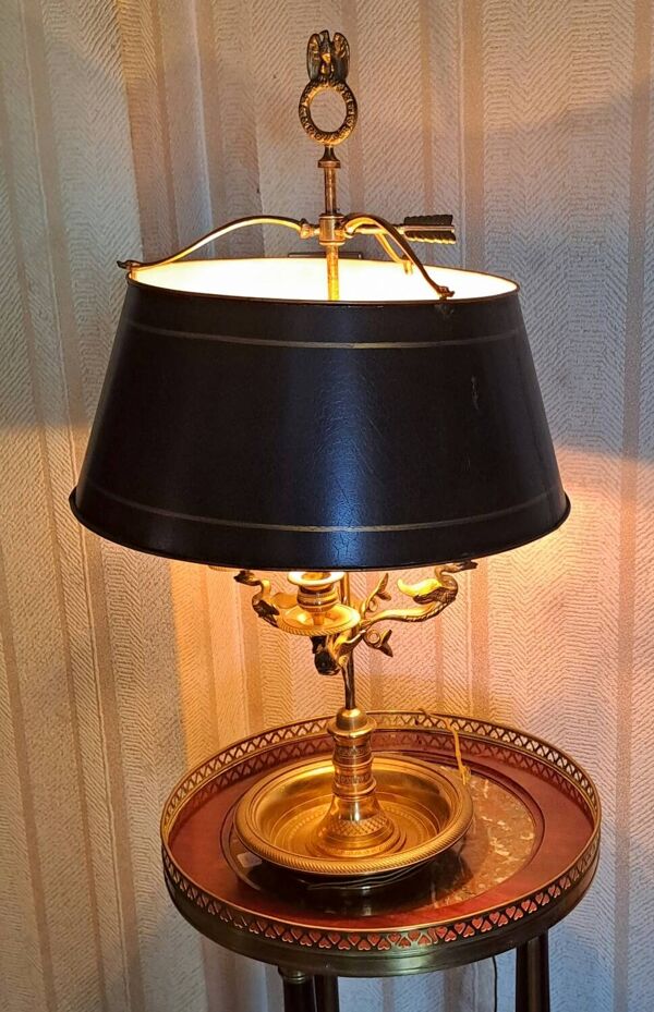 Lampe bouillotte style Empire en bronze et tôle