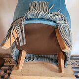 Blue toad armchair with fringes