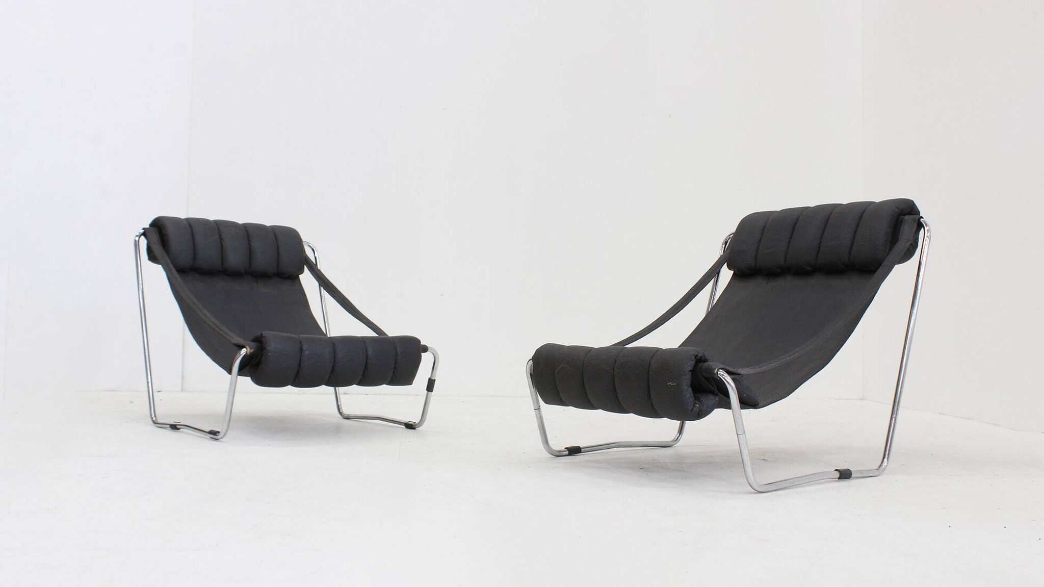 Vintage chrome lounge chairs by Corsini & Wiskemann for Cinova, 1970s set of 2