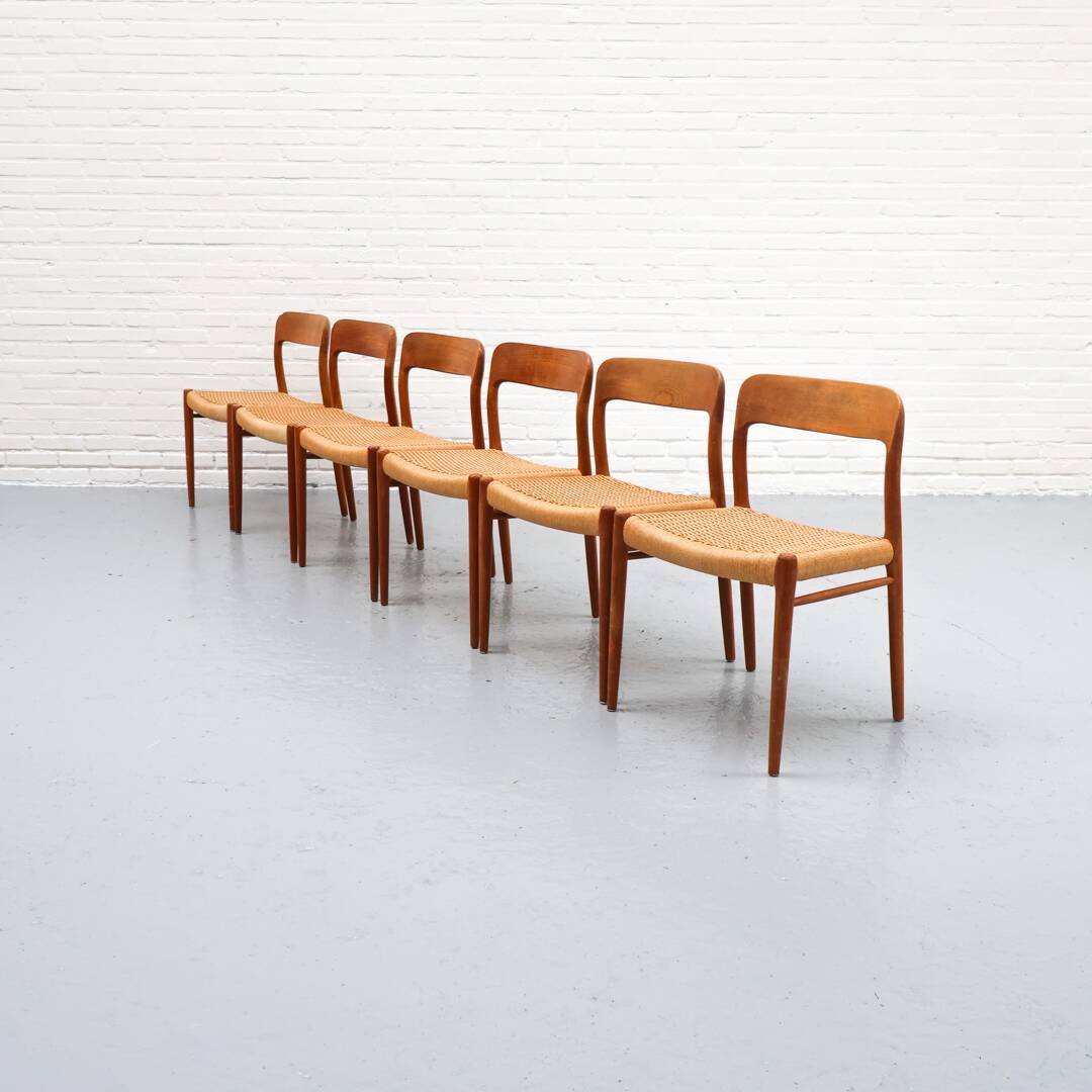 Niels Möller Model 75 Paper Cord Dining Chairs