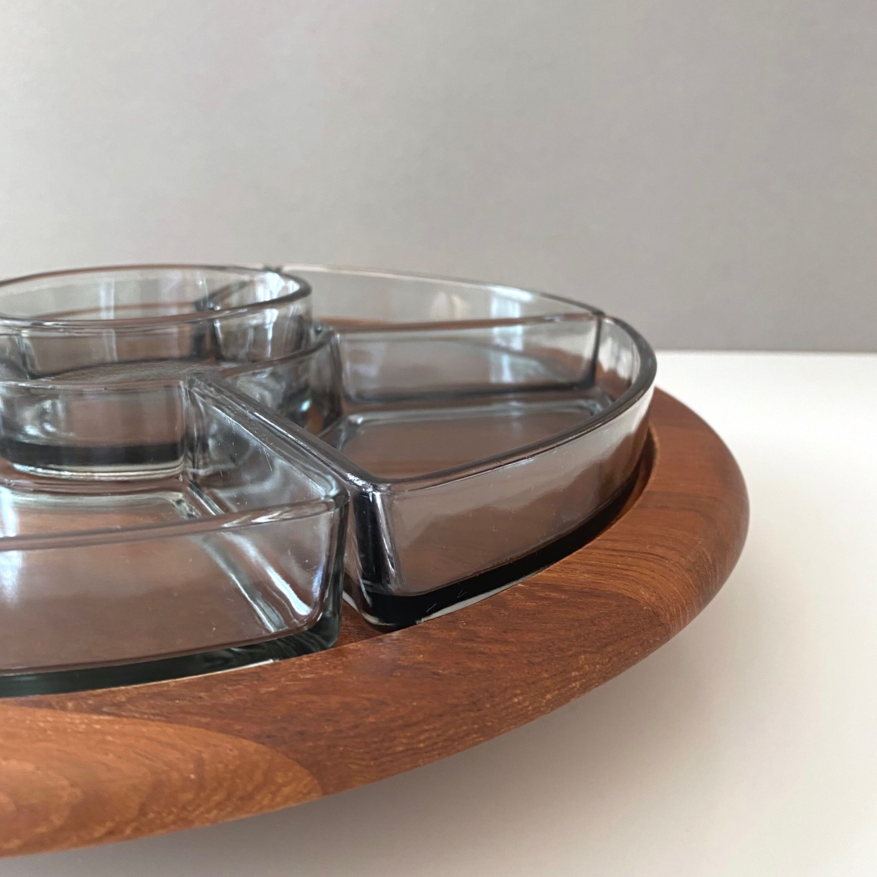 Digsmed Teak Tray Lazy Susan, Mid Century Cabaret, Tray Set, Turntable, Danish Design, 60's