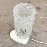 Table lamp by SAKU, glass bag on plastic base, 1970s