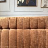 2-seater armchair in fawn velvet, Steiner edition 1970