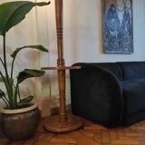 Vintage turned wooden floor lamp - 60s side table