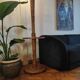 Floor lamp - vintage turned wood side table from the 60s