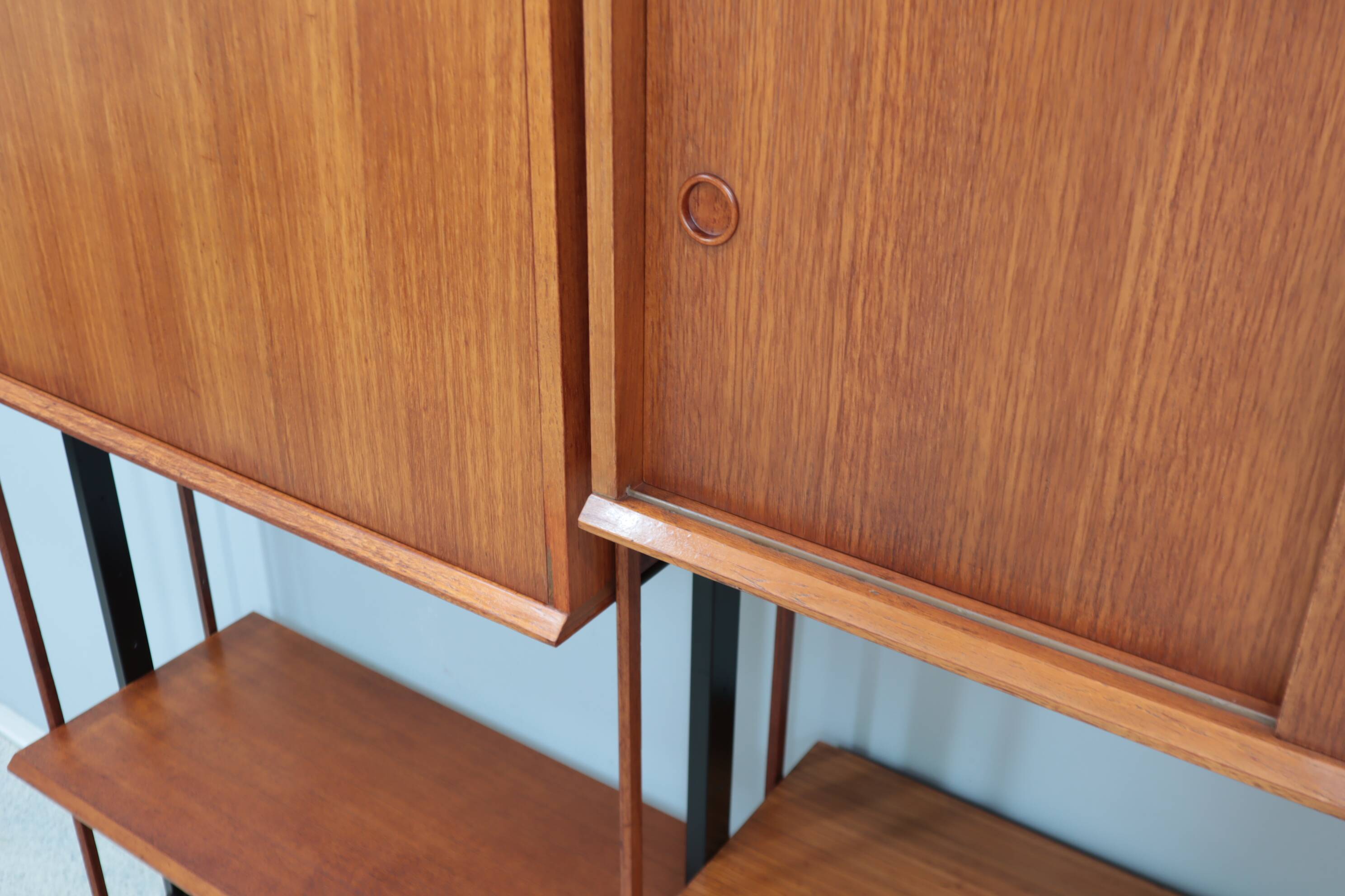 Mid century modular blonde teak bookcase 1960s
